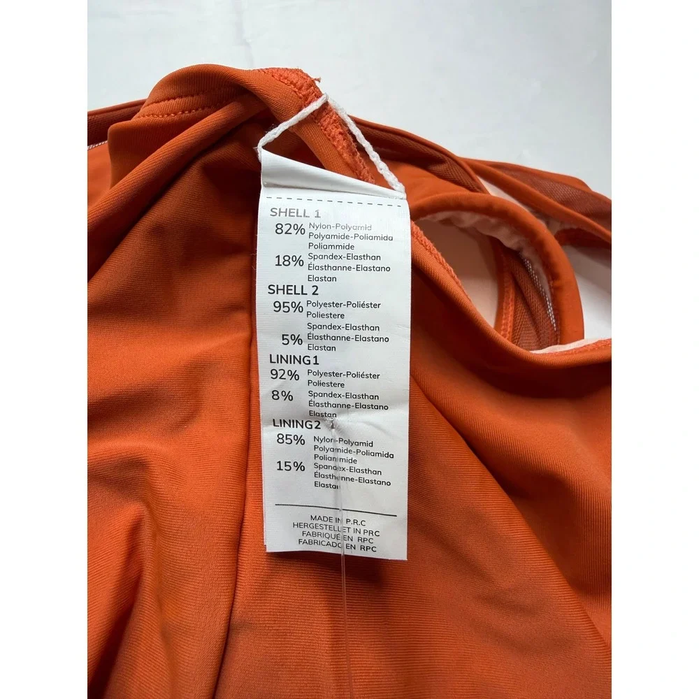 Cupshe Women Burnt Orange Mesh V-Neck One-Piece Swimsuit DGA12E3D001JJ 1X NWT